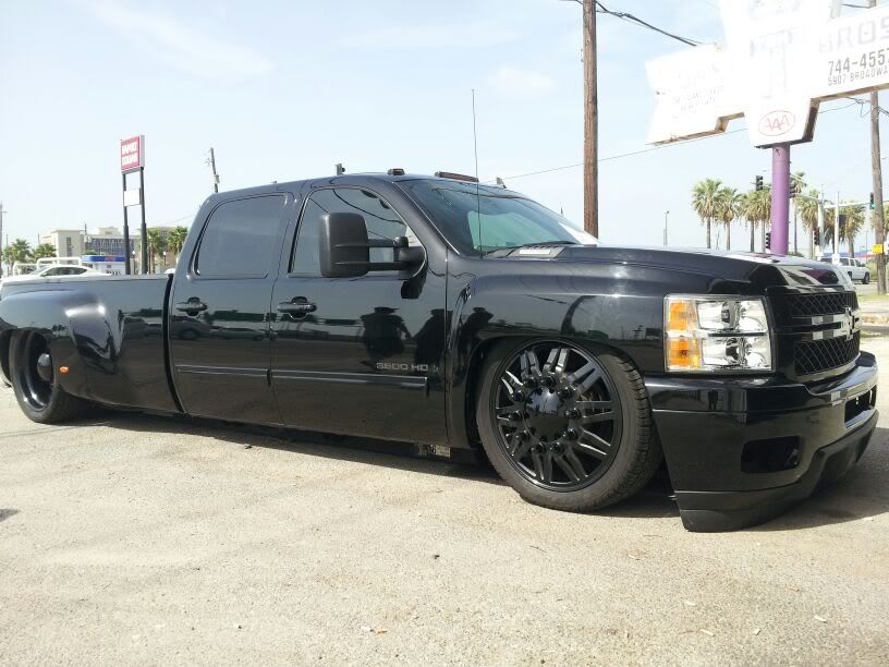 bagged chevy dually on 24s