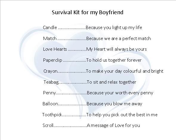 Dating me survival kit for boyfriend