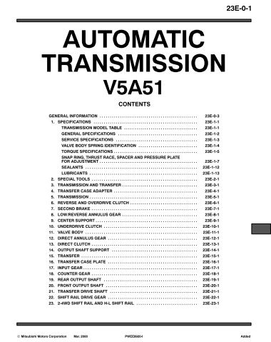 MITSUBISHI Automatic transmission V5A51 service manual ...