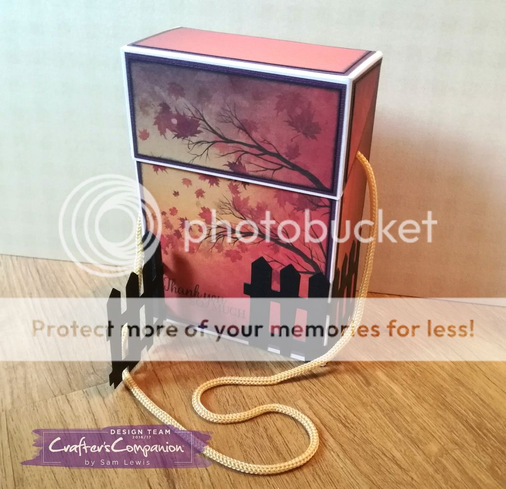 Flip Top Treat Box by Sam Lewis, using The Big Score and Autumn Morning Paper Pad from Crafter's Companion.