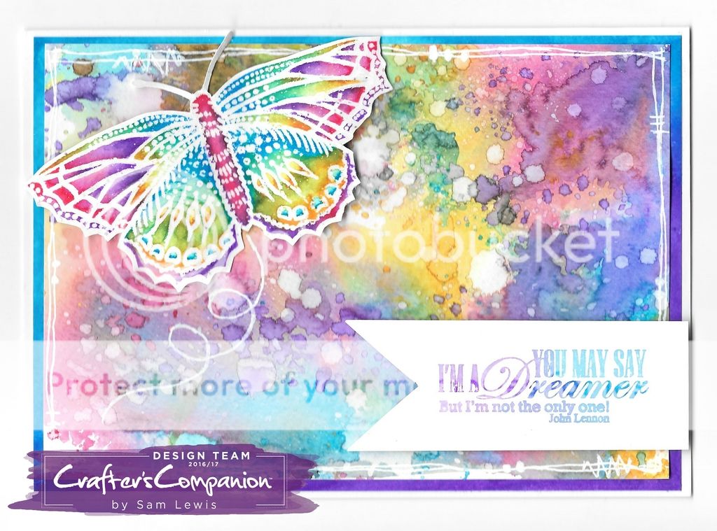 Butterfly Card by Sam Lewis AKA The Crippled Crafter using Spectrum Aqua markers. 