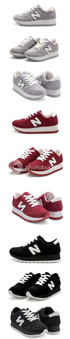 Women Platform Sports Shoes Letter N Casual Flat Loafers Running Shoes ...